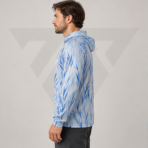 OEM Custom Sublimated Fishing Hoodie Long Sleeve Hooded Fishing Shirt Sun Protection UPF 50 Unisex <b>Feather</b> Print - Product Image 2