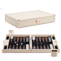 Coffret de Backgammon OEM du Fabricant, Fait Main en Cuir PU, Personnalisé, Premium, Pliable, de Voyage, Luxe, 21 Pouces