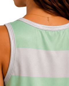 Conjunto de pijama de satén para mujer, camiseta sin mangas con rayas verdes y blancas, pantalones cortos con cintura elástica, conjunto de ropa de dormir de lujo para verano - Product Image 5