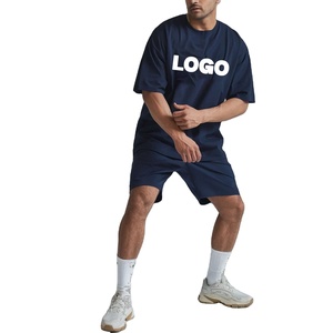 Conjunto Casual Personalizado con Logotipo para Hombre, Verano, 100% Algodón, 2 Piezas, Camisetas y Pantalones Cortos, Conjuntos Deportivos Unisex de Verano 2026 - Product Image 1