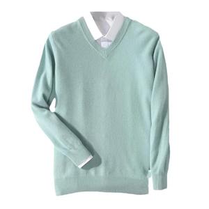 Pull en cachemire pour homme, respirant, chaud pour l'automne et l'hiver, col en V classique, doublure en coton, tissu 300g - Product Image 6