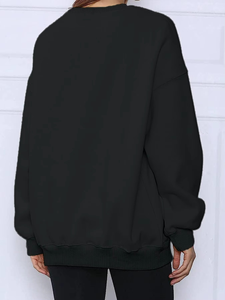 Sweat-shirt décontracté d'hiver pour femme, style ample, couleur unie et motif lettres, tissu tissé durable et respirant, vêtement long - Product Image 2