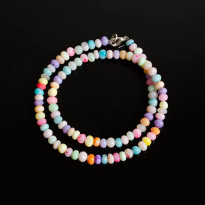 Natural Multi Color <b>Opal</b> Gemstone <b>Necklace</b> Candy <b>Opal</b> Beaded <b>Necklace</b> With 925 Sterling Silver Clasp Handmade Jewelry For Women - Product Image 2