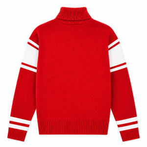 Delta Sigma Personalizado | Suéter de cuello alto con logotipo bordado de la hermandad Theta en la parte delantera, con rayas rojas y blancas, para ropa femenina griega. - Product Image 3