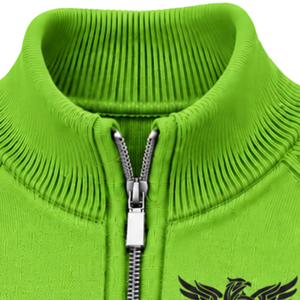 Cardigan zippé en maille pour homme, col montant, manches longues, poignets et ourlet côtelés, vert lime, avec poches latérales, coupe classique - Product Image 5