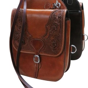 Bolsas de Silla de Montar Occidentales de Cuero Genuino Hechas a Mano, Bolsa de Almacenamiento para Montar a Caballo con Correas Ajustables - Product Image 3