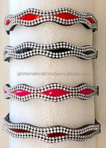 Banda de cuero para cejas en forma de onda con cristales Dos filas Todos los colores Tamaños personalizados Banda de cuero para cejas de caballo en mazorca completa - Product Image 6