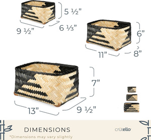 Cestas de Almacenamiento de Bambú Tejido, Juego de 3 Cestas de Bambú con Patrón Natural y Negro para Almacenamiento y Organización, Cesta Estilo Boho - Product Image 5
