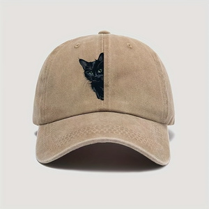 Gorra de Béisbol Ajustable para Hombre y Mujer - Diseño Vintage Lavado y Desgastado con Estampado Negro, Textura Acolchada - Para Todas las Estaciones y Actividades al Aire Libre - Product Image 1