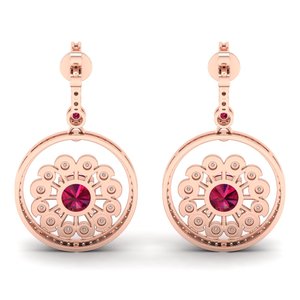 Boucles d'oreilles pendantes REYES en or 14 carats avec diamant rond certifié IGI de 1,6 carat et rubis, pour femme, bijoux fins pour soirée - Product Image 4