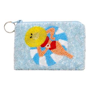 Bain de soleil piscine dame porte-monnaie personnalisé portefeuille de perles de rocaille beau cadeau de maman-conception de coeurs de filles - Product Image 1