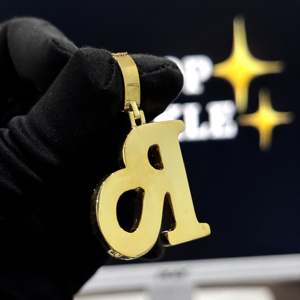 Custom Double <b>Initial</b> R Pendant 925 Sterling <b>Silver</b> VVS Moissanite Fully Iced Hip Hop <b>Necklace</b> Yellow Gold Pave Pendant Jewelry - Product Image 4