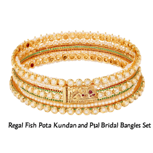 Regal Finish Pota Kundan and Pearl Bridal <b>Bangles</b> <b>Set</b> - Product Image 2