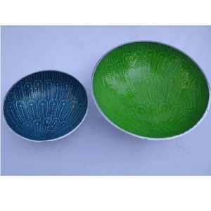 Recién llegado, juego de platos redondos de aluminio fundido esmaltado de 4 Uds., plato de servir de Metal esmaltado, platos de cena esmaltados seguros para alimentos - Product Image 5