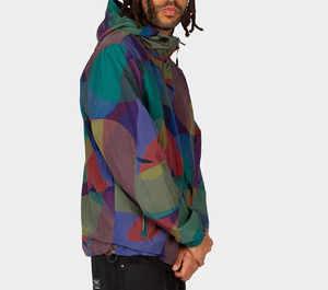 Chaqueta Cortavientos con Capucha para Hombre, Estampado Geométrico, Ligera, de Poliéster, Estilo Urbano, Cierre de Cremallera, Casual, para Primavera - Product Image 3