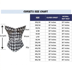 Corsé Sublimado con Estampado de Pata de Gallo en Blanco y Negro, con Varillas de Acero y Cierre Frontal - Product Image 5