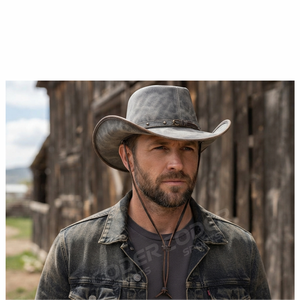 Hot Selling Premium Genuine Leather Cowboy <b>Hat</b> Vintage <b>Western</b> Cowgirl Ranch <b>Hat</b> Custom Branding OEM Wholesale Supplier - Product Image 6