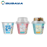 100mL gran oferta Hexagonal IML impresión personalización plástico gelatina helado yogur taza con tapa para mascotas