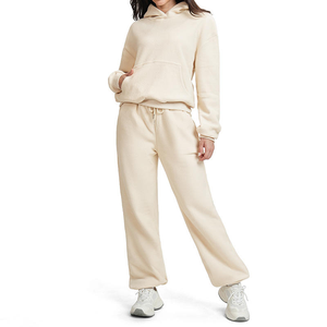 <b>Ladies</b> Solid Color Zip Front <b>Crop</b> Hooded <b>Jogger</b> Tracksuit Set Breathable Quick Dry Winter Gym Wear for Women - Product Image 3