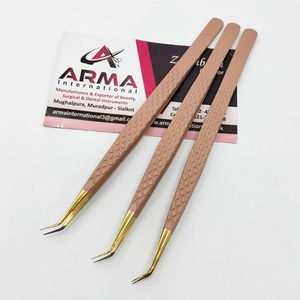 Pince à épiler de précision anti-magnétique en acier inoxydable à pointe en fibre semi-courbée en or plasma pour extensions de cils, pince à cils durable - Product Image 5