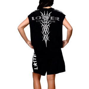 Camiseta de Yoga sin Mangas para Mujer, Talla Grande, Color Negro, Spandex/Poliéster, Corte Regular, Ligera, Moda de Verano, Marca Privada OEM - Product Image 3
