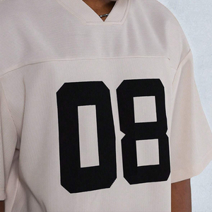 Men V-Neck Short Sleeve Football Jersey 08 Print Relaxed Fit Cotton <b>Polyester</b> Blend Adult Unisex All Seasons - Product Image 5