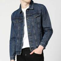 Veste en jean décontractée bleue pour homme, col rabattu, délavée, simple boutonnage, style nouveau, type trucker