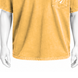 Camiseta Amarilla Desgastada con Bolsillo, de Algodón Lavado Vintage, Manga Corta, Ajuste Holgado y Relajado, con Bolsillo en el Pecho, Estilo Casual Urbano - Product Image 6