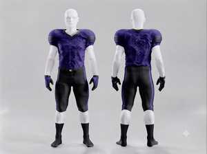 Custom Men's Purple American Football Uniform V-Neck Short Sleeve Moisture Wicking Fitted Jersey Pants Set - Product Image 1