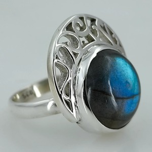 <b>Labradorite</b> <b>Ring</b> 925 Sterling Silver Handmade Boho Statement Promise Jewelry for Women Natural Round Shape Gemstone Jewelry - Product Image 2