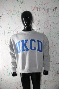 UKCD HEATHER GREY <b>Mock</b> <b>Neck</b> Sweatshirt 100% BLUE Applique Embroidery wide <b>neck</b> Sweatshirt Finer Threads - Product Image 5