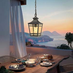 Moderno 14.5 luce pendente per esterni E26 presa in vetro trasparente per fattoria lampadario in metallo nero lampada appesa per Patio - Product Image 6