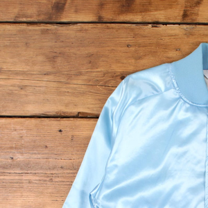 Chaqueta Bomber Azul Claro para Hombre, Color Sólido, Acabado Satinado, Corte Regular, Cuello Camisero, Estilo Casual, Ropa de Primavera - Product Image 6