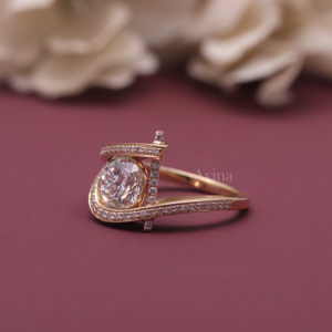 IGI Certified Lab Grown Diamond <b>Open</b> Bypass <b>Ring</b> 14K Rose / White And Yellow Gold Round Cut Diamond Statement <b>Ring</b> for Women - Product Image 6