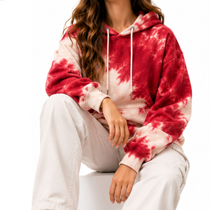 Sudaderas con Capucha Tie Dye de Dos Tonos para Mujer, Sudaderas de Felpa de Algodón Premium, Corte Holgado Personalizado, Ropa Informal con Capucha - Product Image 3