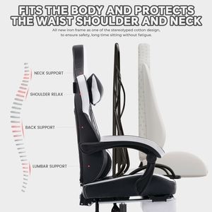 Sedia da Ufficio Ergonomica in Pelle PVC con Schienale Alto, Poggiatesta e Supporto Lombare, Stile Racing, Include Poggiapiedi - Product Image 3