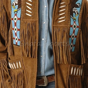 Servicio Personalizado OEM, Chaqueta Larga de Cuero con Flecos para Mujer, Estilo Occidental, Chaquetas con Flecos de Diseño Moderno al por Mayor - Product Image 3