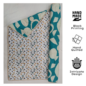 Premium Jaipur Hand Block Printed Baby Quilt Eco-Friendly Super Soft 100% Cotton Reversible Floral Design 200TC Travel & Nursery - Product Image 2