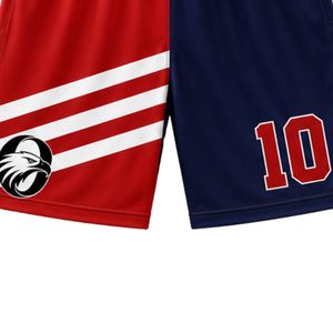 Navy <b>Red</b> White Sublimation Basketball Jersey and Shorts Set Athletic Team Outfit for School Club League Game Day Performance - Product Image 6