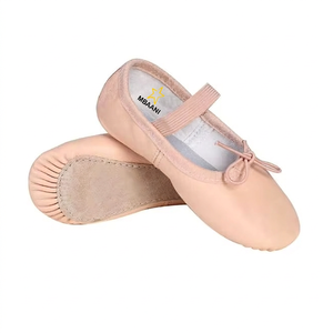 Zapatos de ballet suaves MBAANI, zapatos de baile planos con parte superior de algodón rosa para niñas, calzado de ballet con suela de goma, calzado de baile con suela flexible - Product Image 3