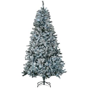 Albero di Natale Artificiale Preilluminato con 75 Luci LED Bianco Freddo, Rami Innevati, Apertura Automatica, Decorazioni Natalizie Verdi - Product Image 1