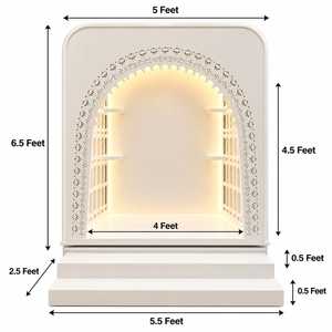 ABS Premium Modern Handmade Pooja <b>Mandir</b> Home Indian Temple Furniture Hindu Prayer Unit LED Backlit Arch Intricate Jaali - Product Image 5