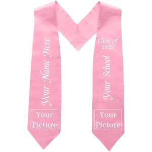 2025 personnalisé adulte couleur unie graduation étole brodé imprimé châle ceintures pour la fête - Product Image 2