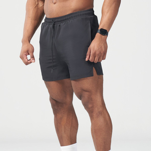 Shorts pour hommes à taille élastique, couleur unie, séchage rapide, décontractés, taille mi-haute, en tissu polyester tricoté - Product Image 3