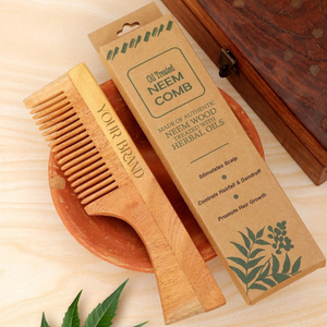 Peigne à cheveux en bois de Neem 100% pur, anti-statique, outil de lissage des cheveux pour barbiers et salons - Product Image 2