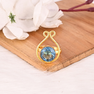 Anillo Ajustable de Topacio Azul, Joyería de Piedras Preciosas Hecha a Mano para Mujer - Product Image 4