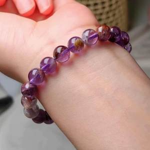 Natural Purple Titanium Quartz <b>Bracelet</b> Amethyst Rutilated Healing <b>Crystal</b> Jewelry Intuition Wealth Spiritual Gift For Her - Product Image 5