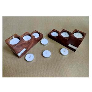 Wooden Pillar Steps <b>Tea</b> Light Candle Holder Multi Level Rustic Home Decor <b>Stand</b> - Product Image 4