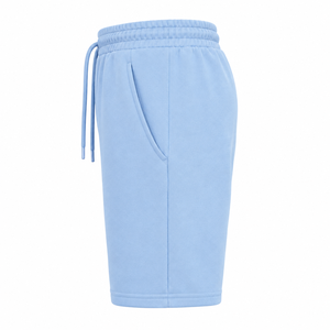 Shorts Bermuda en Coton Écologique Bleu Clair pour Homme avec Logo Avant, Cordon de Serrage à la Taille, Poches, Couleur Unie Décontractée - Product Image 4