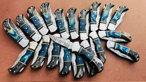 มีดพับ OEM สลักลายด้วยมือ พร้อมส่งจากโรงงาน ขายส่ง มีดพกพา ด้ามไม้สี 3 มิติ มีดพับสำหรับเอาตัวรอดกลางแจ้งและยุทธวิธี - Product Image 5